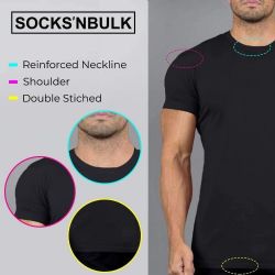 24 Wholesale SOCKS'NBULK Mens Cotton Crew Neck Short Sleeve T-Shirts Mix Colors Bulk Pack
