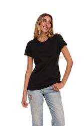 144 Pieces Womens Plus Size Black Cotton Crew Neck T Shirt Size 5x - Womens Tee Shirts For Donation