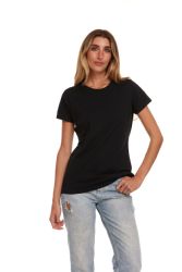 48 Wholesale Womens Plus Size Black Cotton Crew Neck T Shirt Size 6x