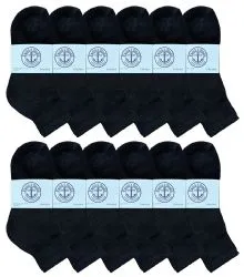 Yacht & Smith Kids Cotton Quarter Ankle Socks In Black Size 6-8 Bulk Pack