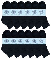 1200 Wholesale Yacht & Smith Kids Cotton Quarter Ankle Socks In Black Size 6-8 Bulk Pack