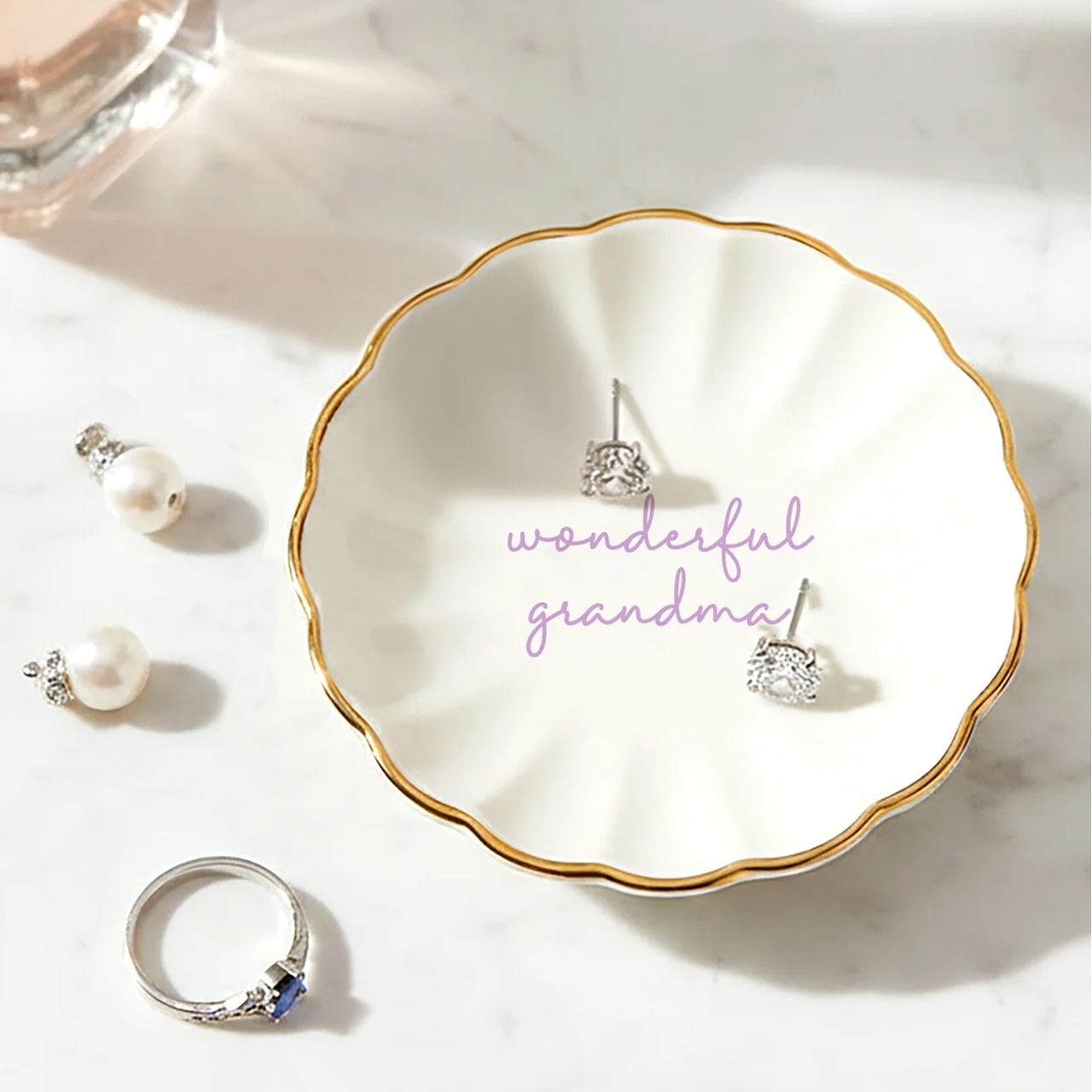 72 pieces Trinket Dish & Cz Stud Earring Gift Set - Wonderful Grandma - Earrings