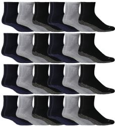 24 Wholesale Yacht & Smith Mens Multi Purpose Diabetic Assorted Colors Rubber Silicone Gripper Bottom Slipper Sock Size 10-13