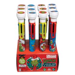 144 Wholesale Grinch 6 Color Pens With Stamper