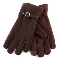 48 Wholesale Men's Gloves Warm Winter With Buckle