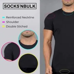 Mens Cotton Crew Neck Short Sleeve T-Shirts Black, X-Large