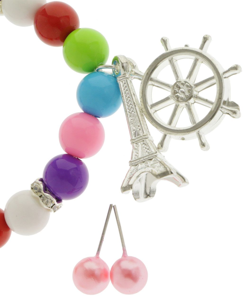 60 Wholesale Beaded Bracelets Crystal Accent Spacer Beads And With Pearl Like Stud Earrings