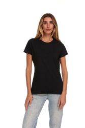 Women's Cotton Short Sleeve T Shirts Solid Black Size Large