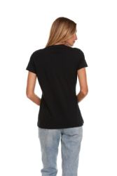 Women's Cotton Short Sleeve T Shirts Solid Black Size Large
