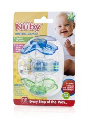 72 Wholesale Nuby Brites Pacifier Combo, 6+ Months (2-Pk)