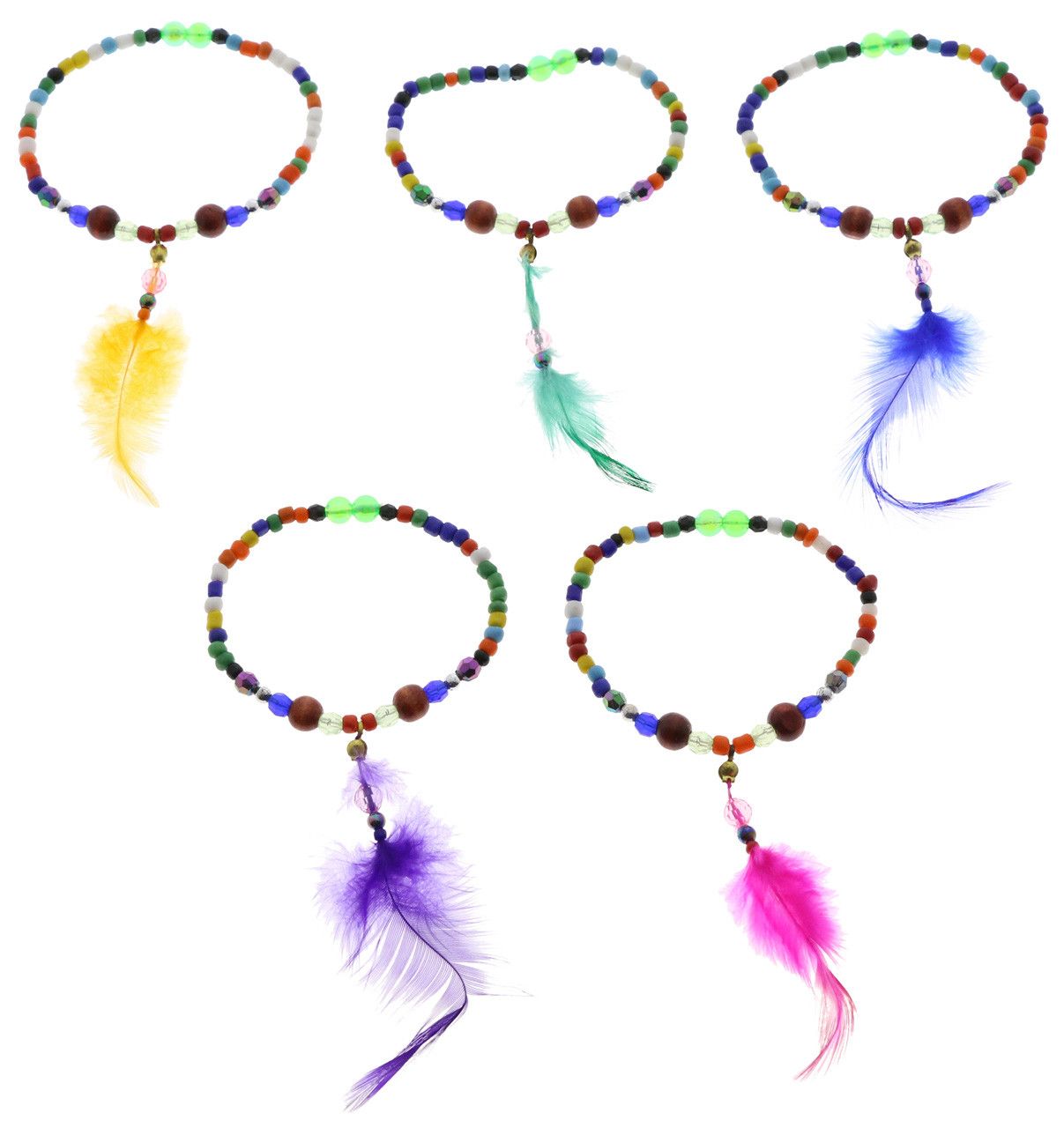 60 Wholesale Multi Color Seed Beads On Elastic Bracelet