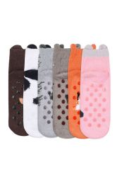 120 Pairs Et Tu Cozy Picot Animal Anklet With Grippers 6-8 - Womens Ankle Sock