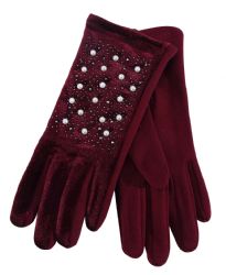 36 Pairs Ladies Gloves With Pearls - Knitted Stretch Gloves