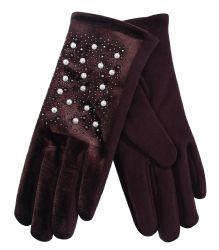36 Pairs Ladies Gloves With Pearls - Knitted Stretch Gloves