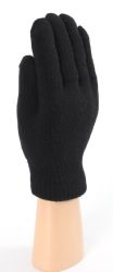 36 Pairs Mens Black Fur Lined Glove - Knitted Stretch Gloves