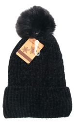 36 Pieces Warm Knitted Hat Assorted Colors Fur Lined - Winter Sets Scarves , Hats & Gloves