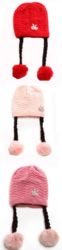 36 Pieces Girls Winter Hat With Pom Pom Textured Design - Winter Beanie Hats