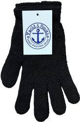 24 Wholesale Yacht & Smith 2 Piece Unisex Warm Winter Hats And Glove Set Solid Black