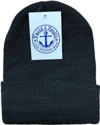 48 Bulk Yacht & Smith Wholesale Bulk Winter Thermal Beanies Skull Caps, Thermal Gloves Unisex (black Hat Glove)