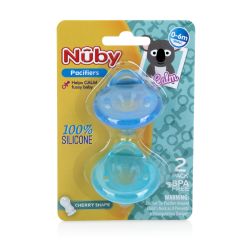 72 Wholesale Nuby 100% Silicone Cherry Shape Pacifiers 2pack 0-6months Colors May Vary