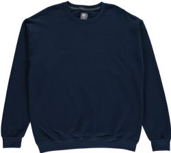Unisex Fleece Line Cotton Crew Neck Sweat Shirt Navy Size Large