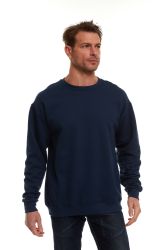 Unisex Fleece Line Cotton Crew Neck Sweat Shirt Navy Size 2xl