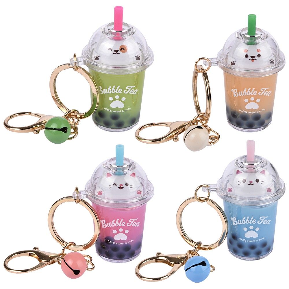 288 pieces 2.5" Kawaii Animal Bubble Tea Liquid Clip on - Key Chains