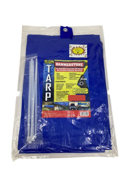 6 pieces Tarp 18 X 24 Ft Blue 80 Gsm (no Cable Ties) - Tarps