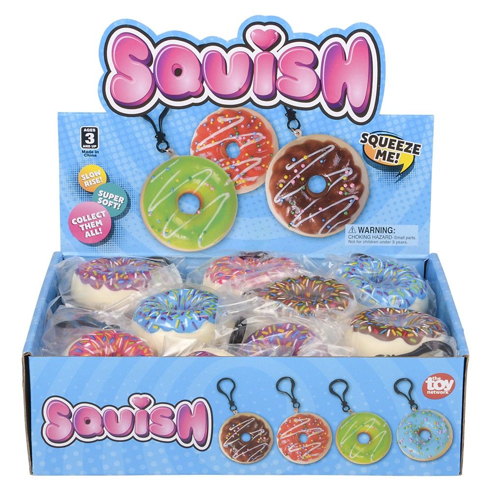 288 pieces 2.75" Squish Donut Backpack Clip 24pcs/display - Slime & Squishees