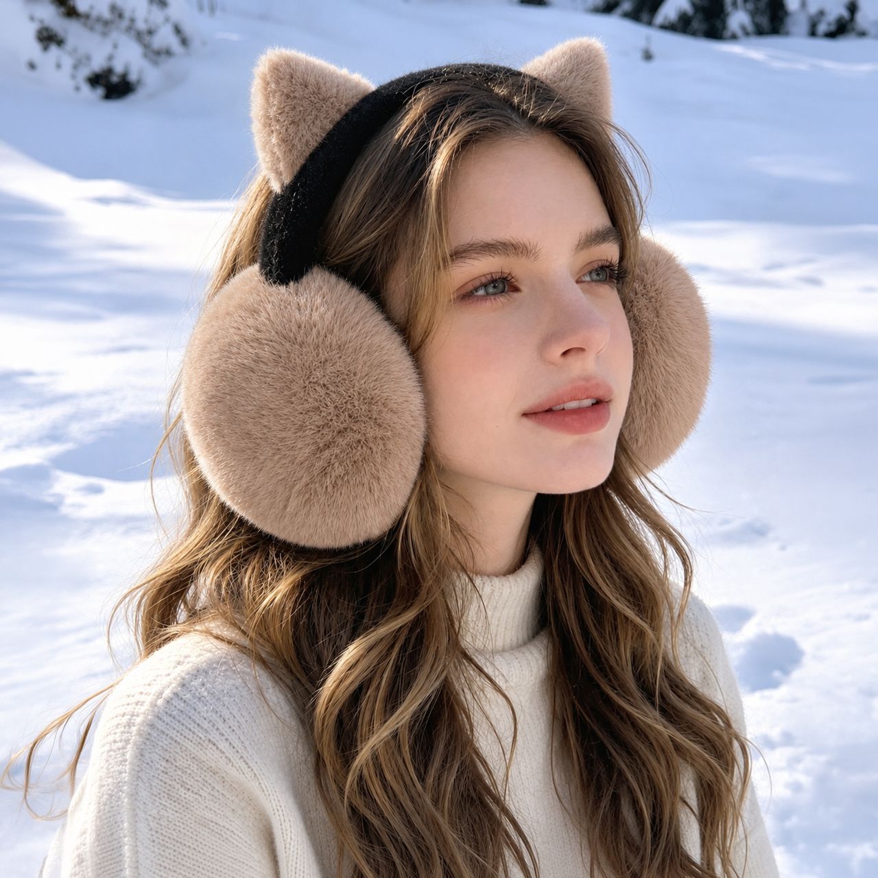 60 pieces Women's Faux Fur Cat Ear Earmuffs - Ear Warmers
