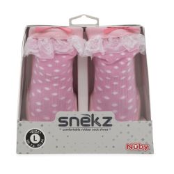 24 Wholesale Nuby Baby Rubber Shoes - Pink Lace Large SNEKS  22-30 Months
