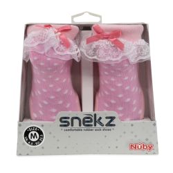 24 Wholesale Nuby Baby Rubber Shoes - Pink Lace Medium SNEKS 14-22 Months