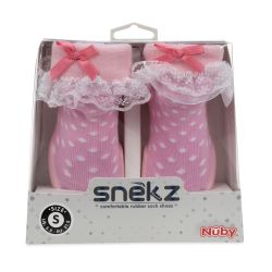 24 Wholesale Nuby Baby Rubber Shoes - Pink Lace Small SNEKS 7-14 Months