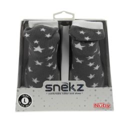 24 Wholesale Nuby Snek Baby Rubber Shoes Gray Stars 22-30 Months