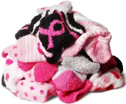 120 Wholesale Women's Breast Cancer Awareness Fuzzy Socks, Assorted Size 9-11