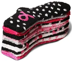 120 Wholesale Yacht & Smith Women's Assorted Colored Warm & Cozy Fuzzy Breast Cancer Awareness Socks