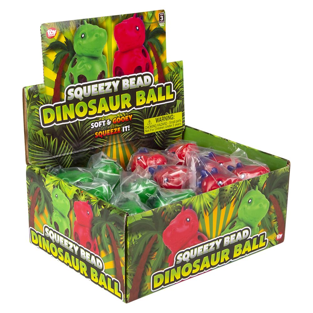 144 pieces 3.5" Squeezy Bead Dinosaur Ball - Slime & Squishees