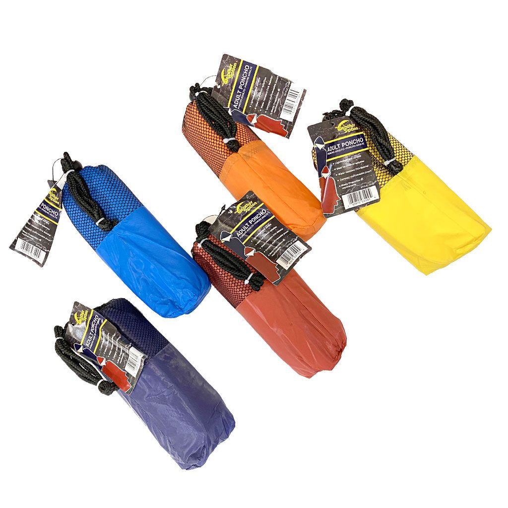 6 Pieces Weather Station Adult Poncho - Assorted Colors - Umbrellas & Rain Gear