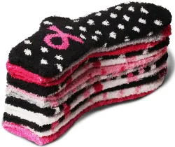 60 Wholesale Women's Breast Cancer Awareness Fuzzy Socks, Assorted Size 9-11