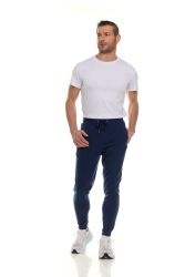 180 Pieces Mens Cotton Fleece Zipper Jogger Navy Assorted Sizes Med To 2x - Mens Sweatpants