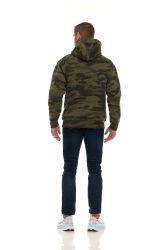 Cotton Fleece Hooded Camo Printed Kangaroo Pocket Hoodie Size M