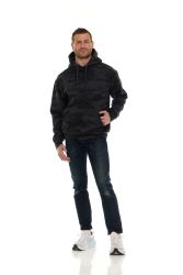 Cotton Fleece Hooded Black Camo Printed Kangaroo Pocket Hoodie Size 3XL
