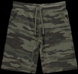 144 Pieces Mens Green Camo Fleece Shorts With Side Pockets Size M - Mens Shorts for Donation