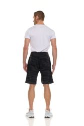 144 Pieces Mens Black Camo Fleece Shorts With Side Pockets Size M - Mens Shorts for Donation