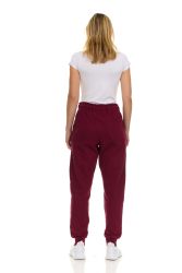 48 Wholesale Womens Fleece Lined 3 Pocket Jogger Burgundy Size Medium