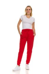120 Pieces Womens Fleece Lined 3 Pocket Jogger Red Size Large - Womens Pants