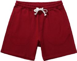 144 Pieces Mens Cotton Fleece 3 Pocket Shorts Burgundy Size Medium - Mens Shorts for Donation