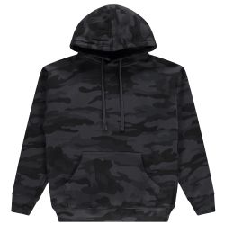Cotton Fleece Hooded Black Camo Printed Hoodie Size Small