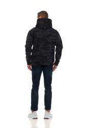 Cotton Fleece Hooded Black Camo Printed Kangaroo Pocket Hoodie Size XL