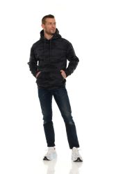 Cotton Fleece Hooded Black Camo Printed Kangaroo Pocket Hoodie Size XL